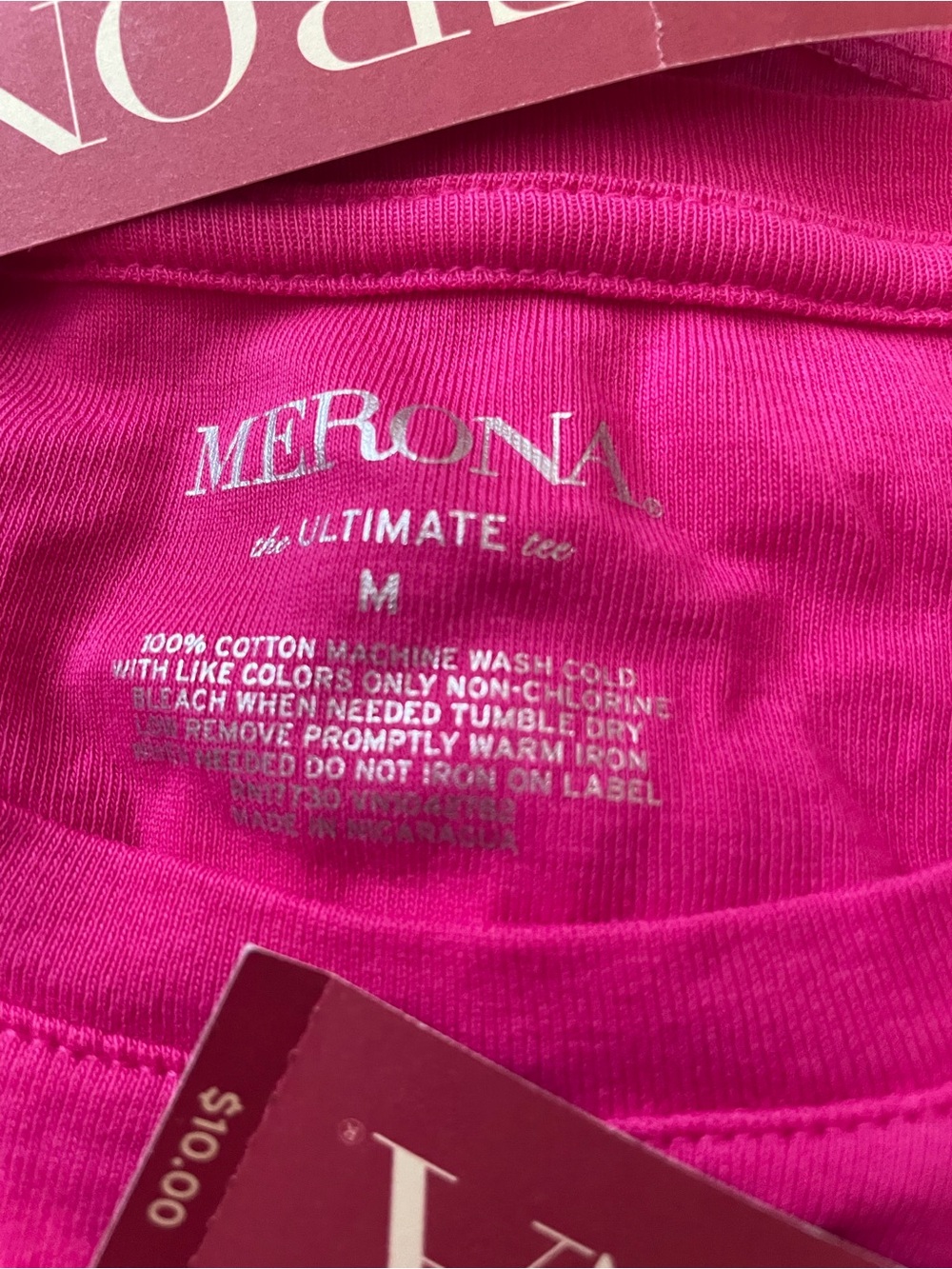 2 Merona Casual Long Sleeve Tops in Pink & Yellow-Lime Small-Medium New With Tag - Picture 6 of 8